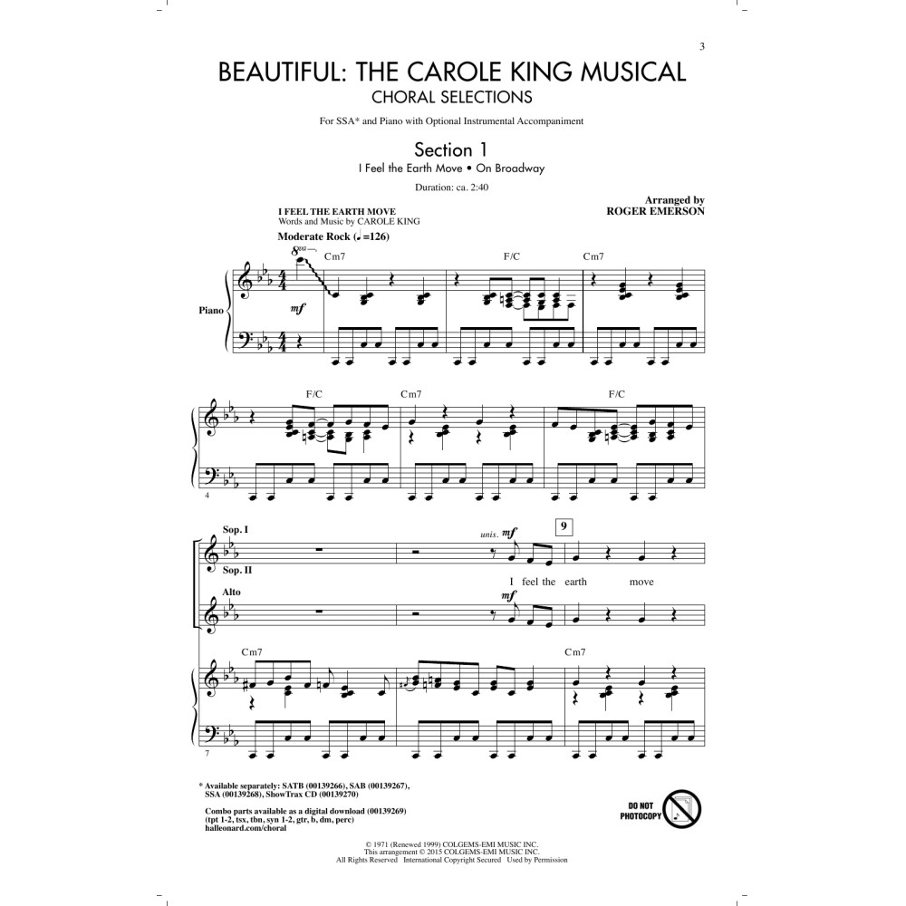 Beautiful: The Carole King Musical (Choral Selections)