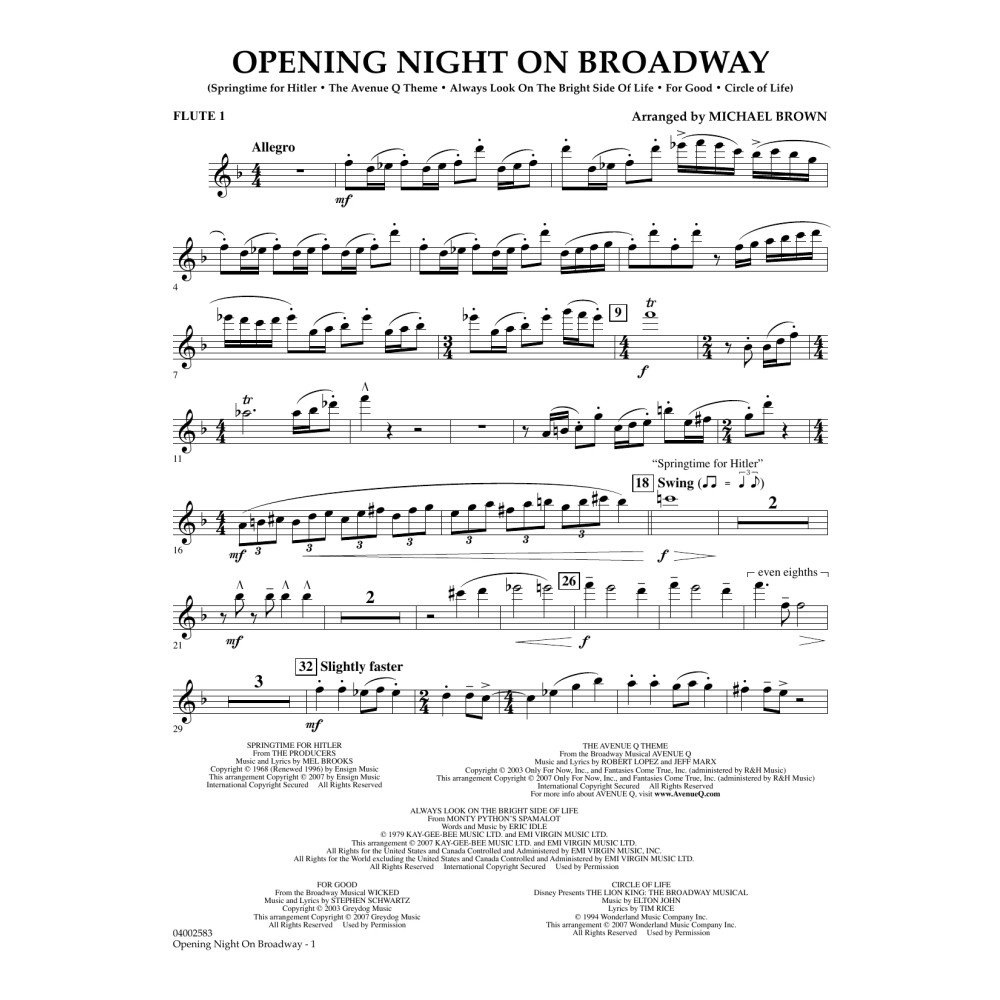 Opening Night on Broadway - Flute 1