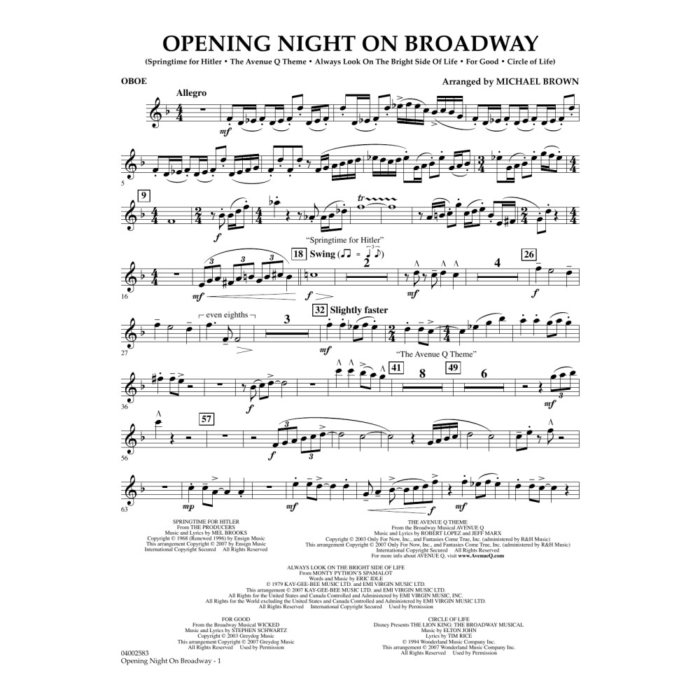 Opening Night on Broadway - Oboe