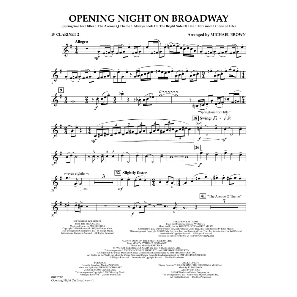 Opening Night on Broadway - Bb Klarinette 2
