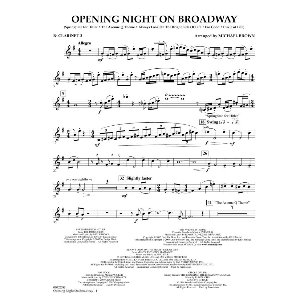 Opening Night on Broadway - Bb-Klarinette 3