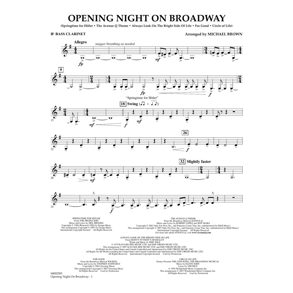 Opening Night on Broadway - Bb Bassklarinette