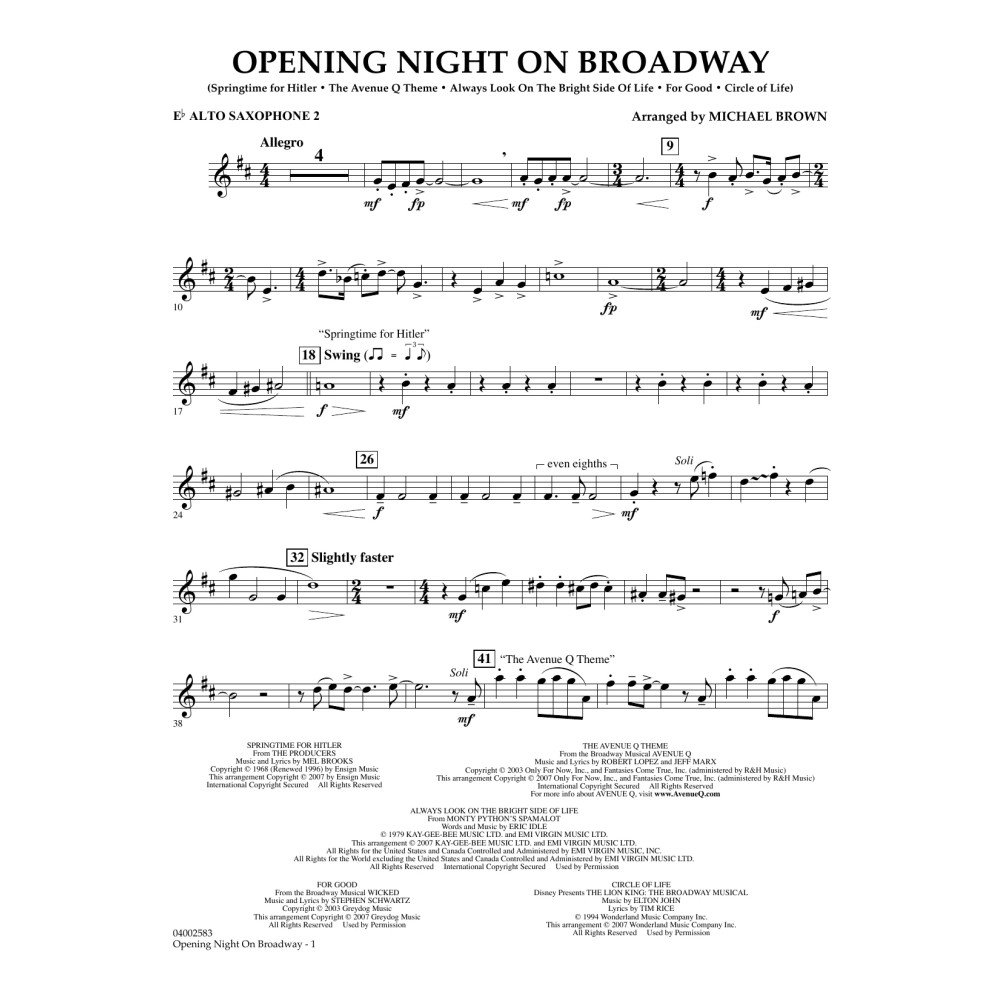 Opening Night on Broadway - Eb Alt-Saxophon 2