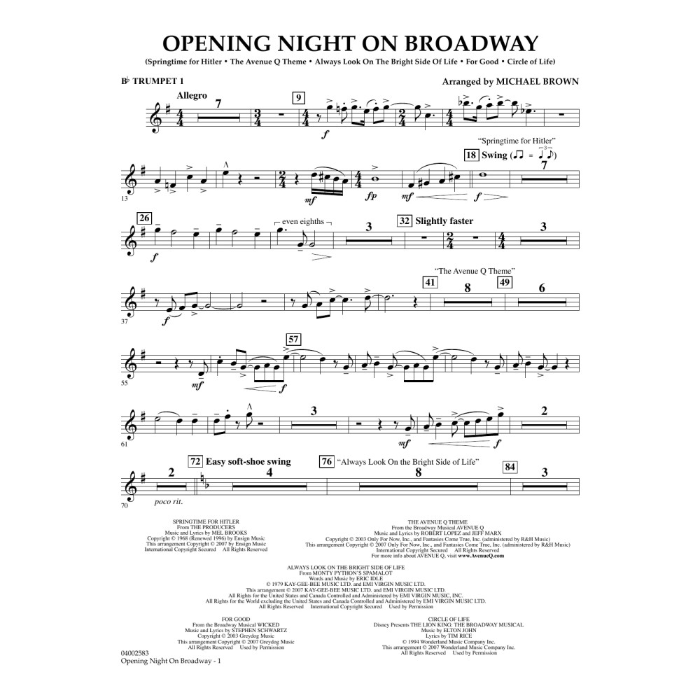 Opening Night on Broadway - Bb Trumpet 1