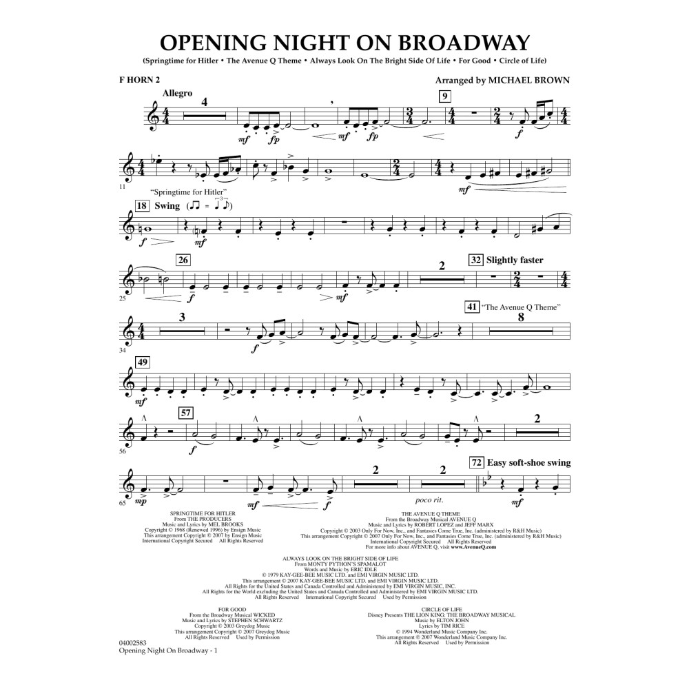 Opening Night on Broadway - F Horn 2