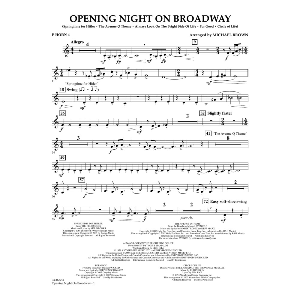 Opening Night on Broadway - F Horn 4