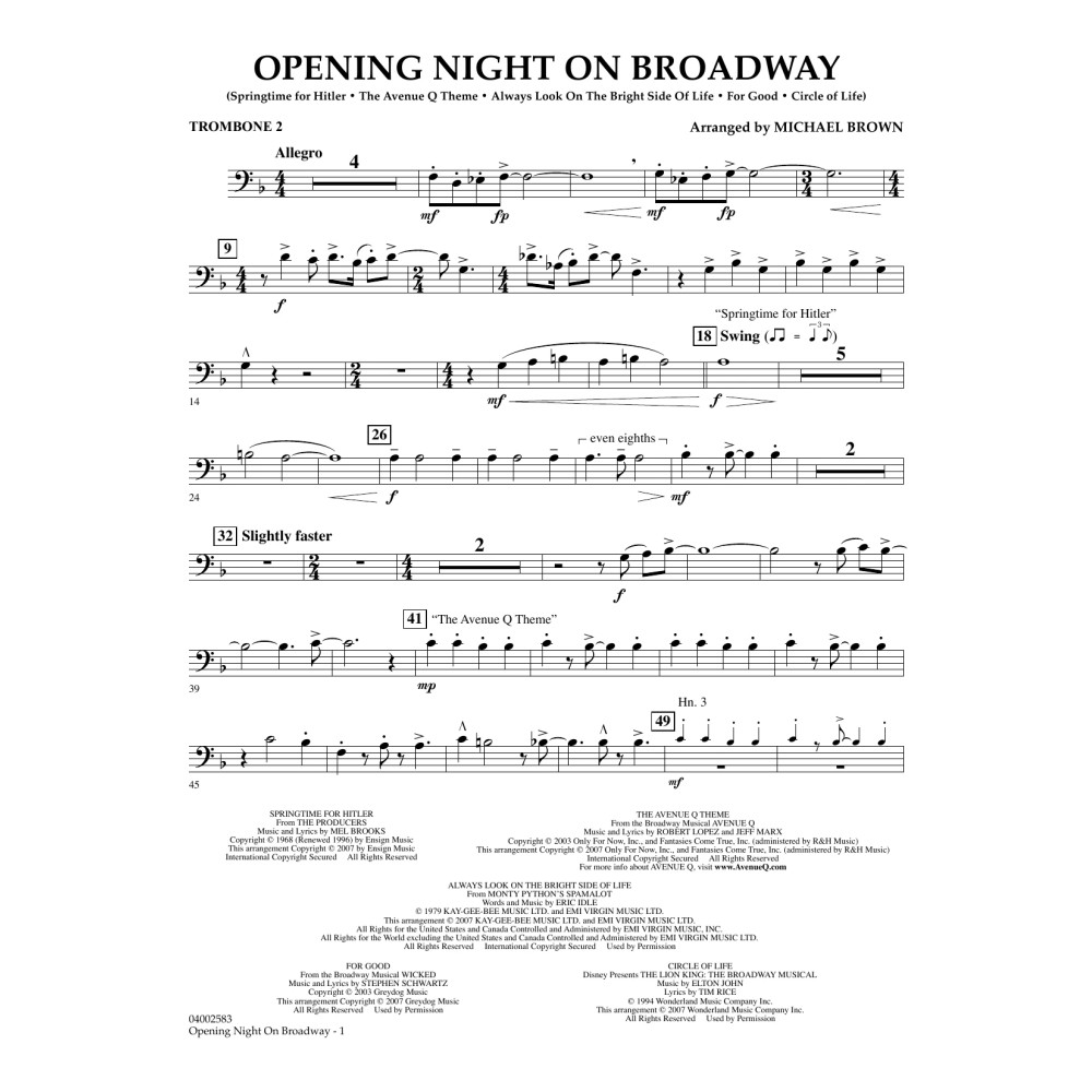 Opening Night on Broadway - Trombone 2