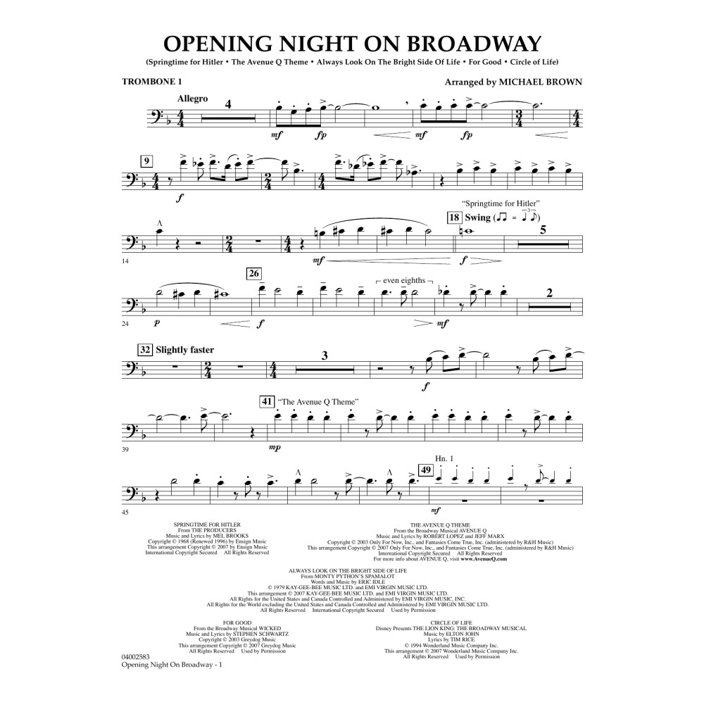 Opening Night on Broadway - Trombone 1