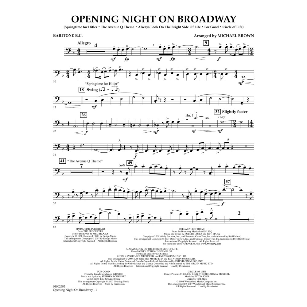 Opening Night on Broadway - Baritone B.C.
