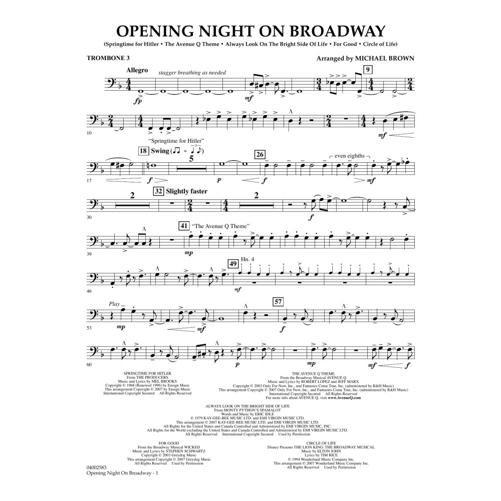 Opening Night on Broadway - Trombone 3