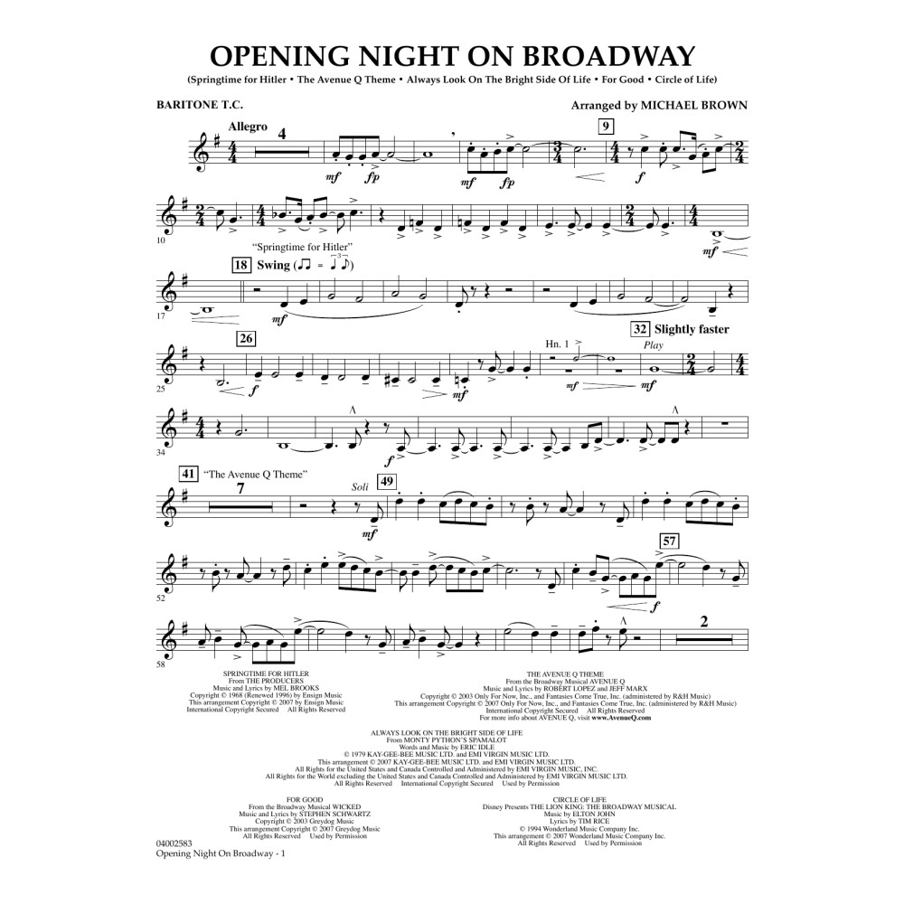 Opening Night on Broadway - Baritone T.C.