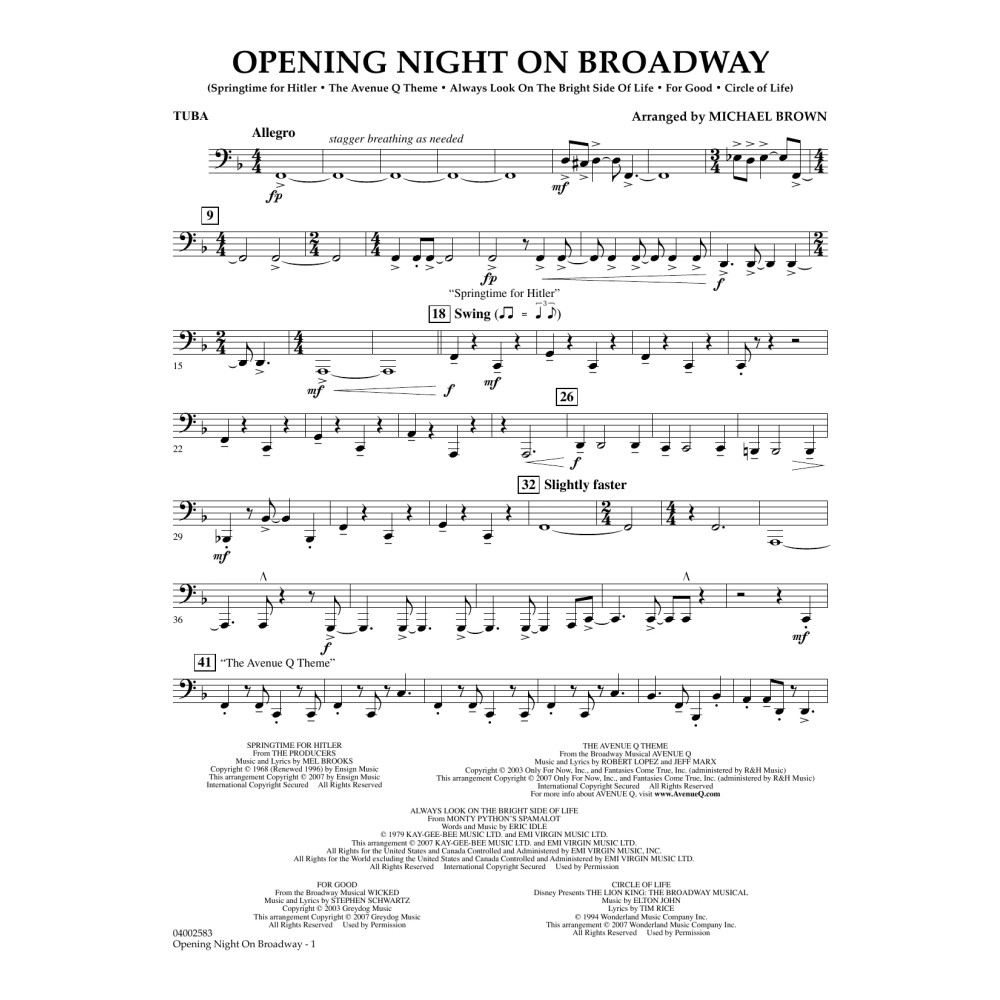 Opening Night on Broadway - Tuba