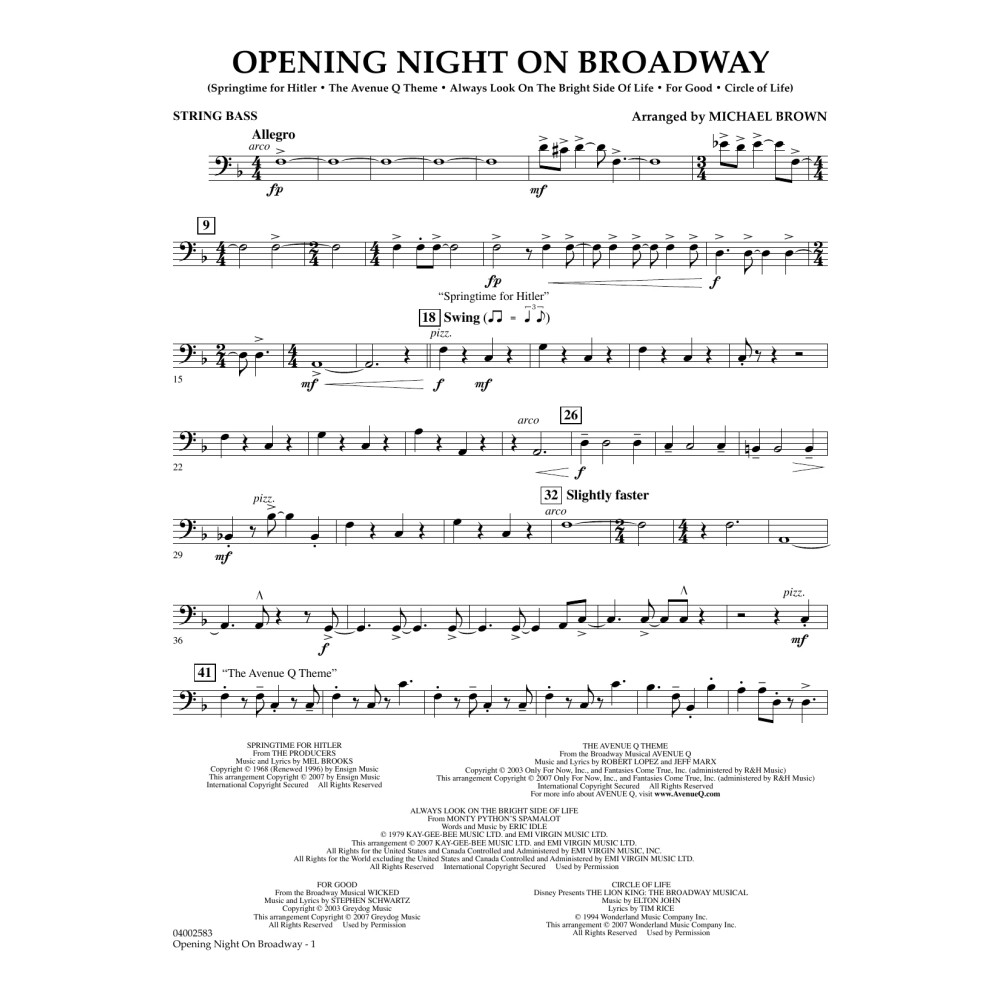 Opening Night am Broadway - String Bass