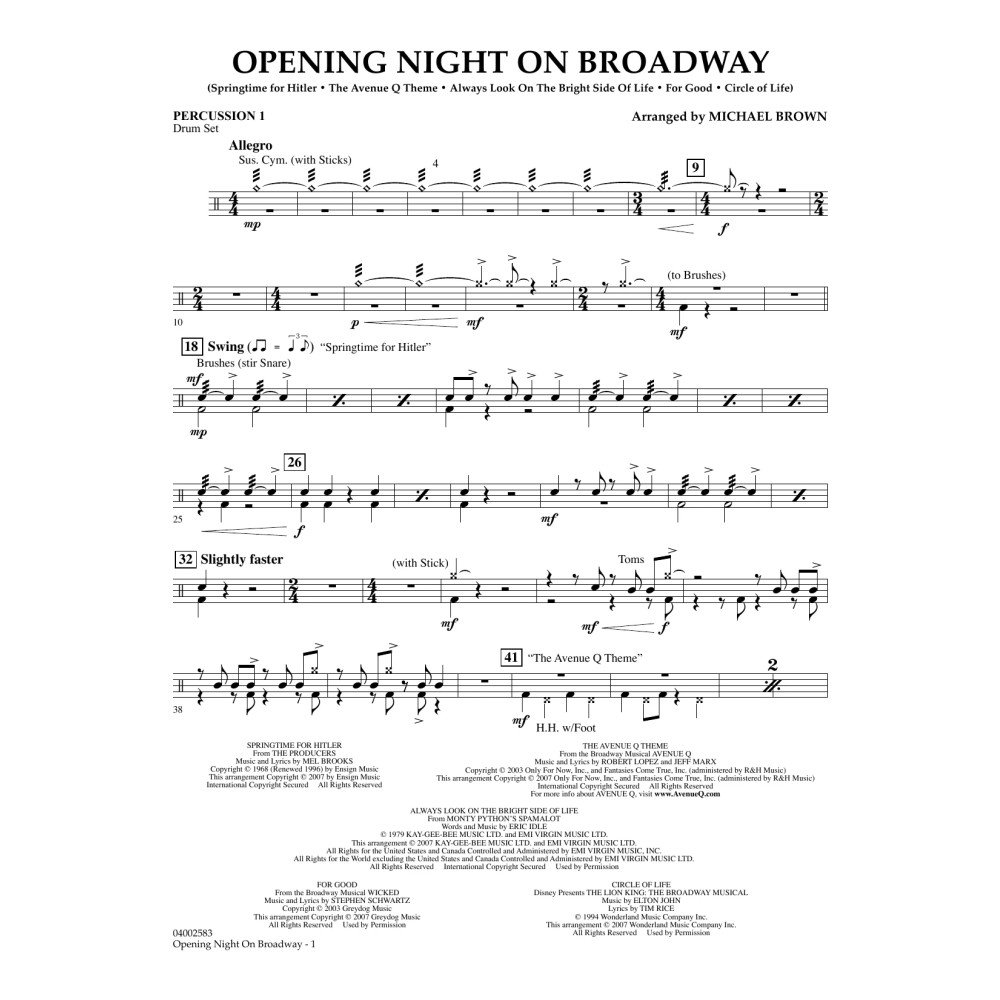 Opening Night on Broadway - Percussion 1