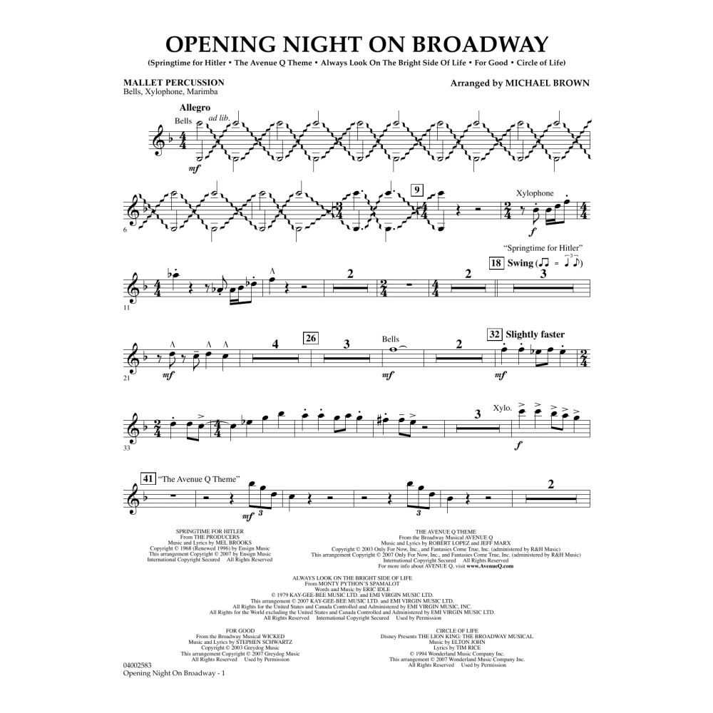 Opening Night on Broadway - Mallet Percussion