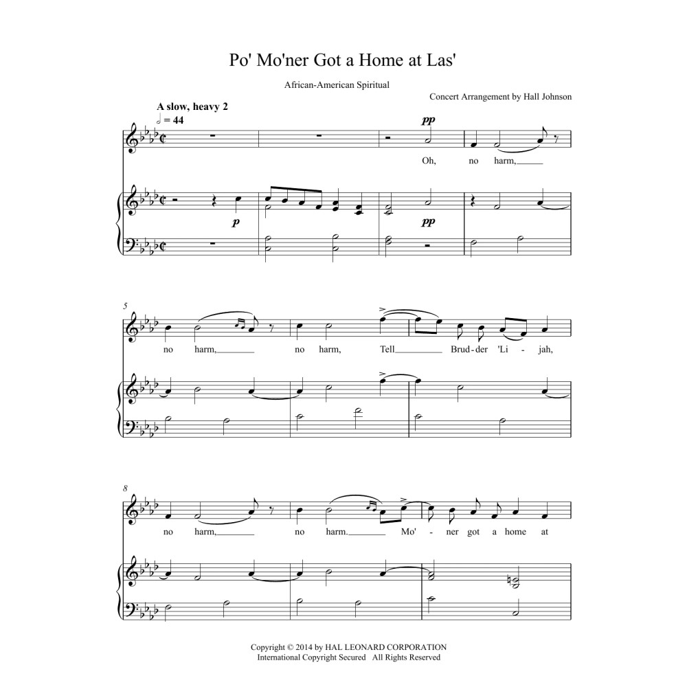 Po' Mo'ner Got a Home at Las' (F minor)