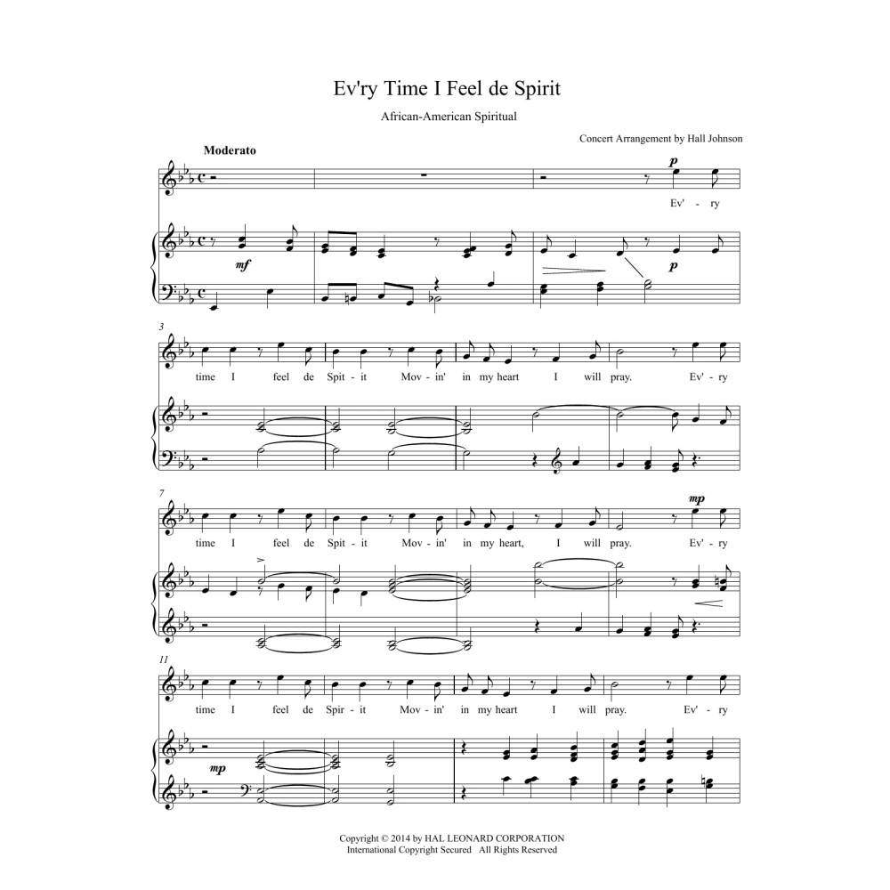 Ev'ry Time I Feel de Spirit (E-flat)