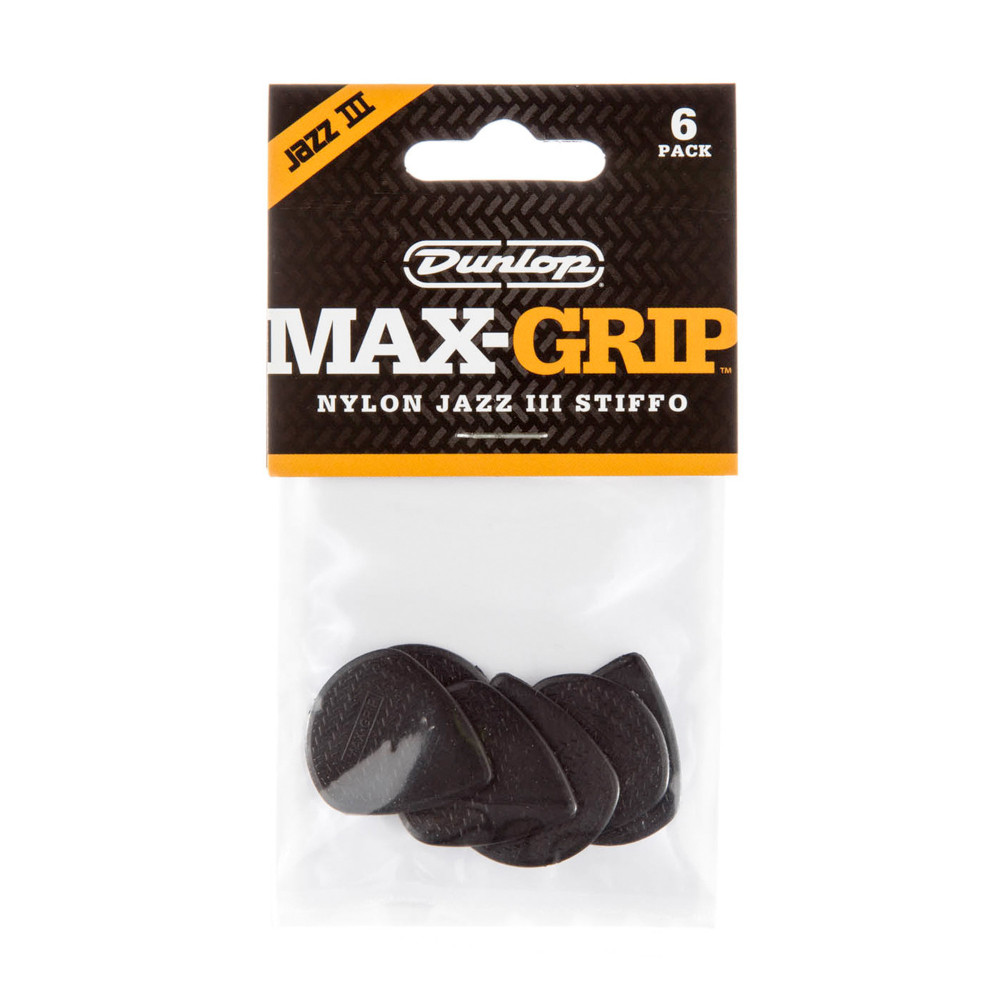6 Pack Dunlop Jazz III Max Grip Black