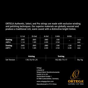 Juego de cuerdas para bajo de 4 cuerdas Ortega