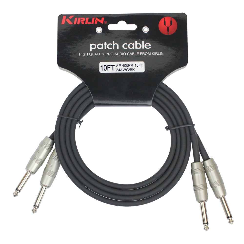 Kirlin 2x Jack to 2x Jack Patch Cable 3m Black