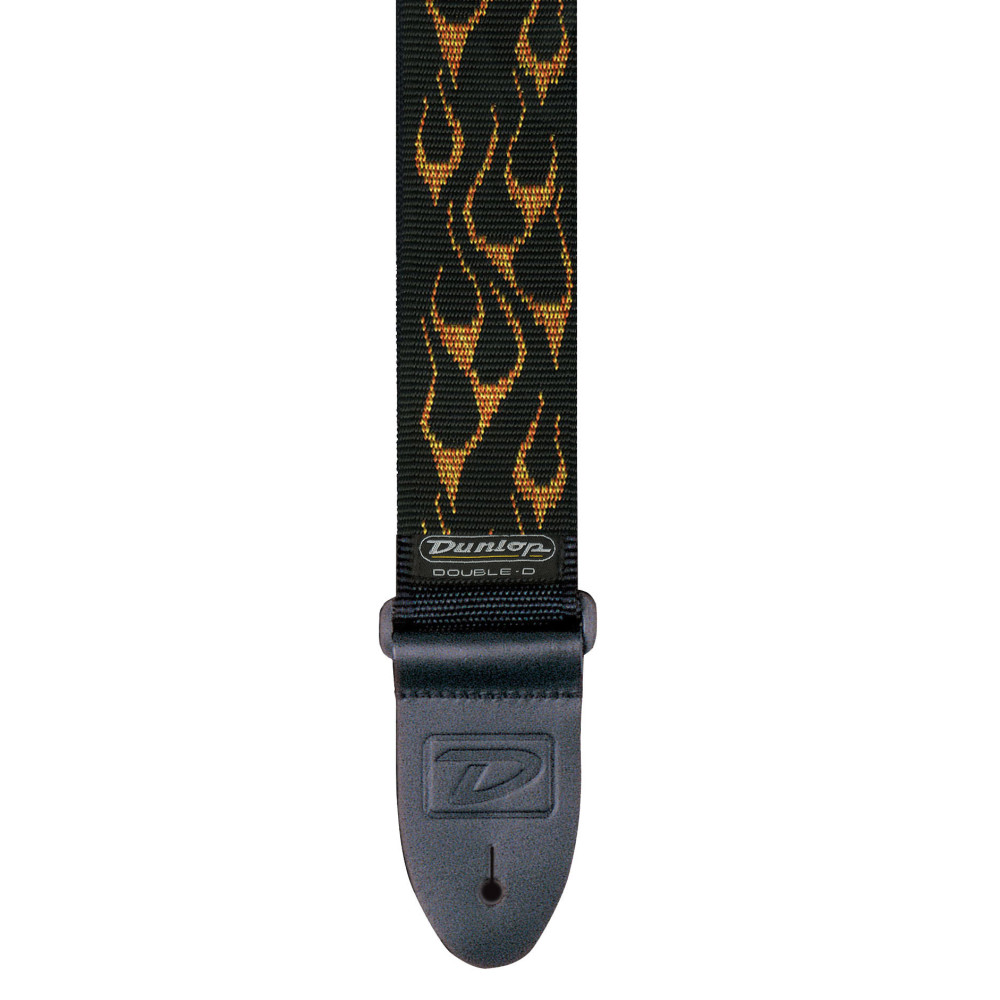 Dunlop Black and Yellow Flame Strap