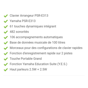 Yamaha PSR E-313 - Clavier arrangeur
