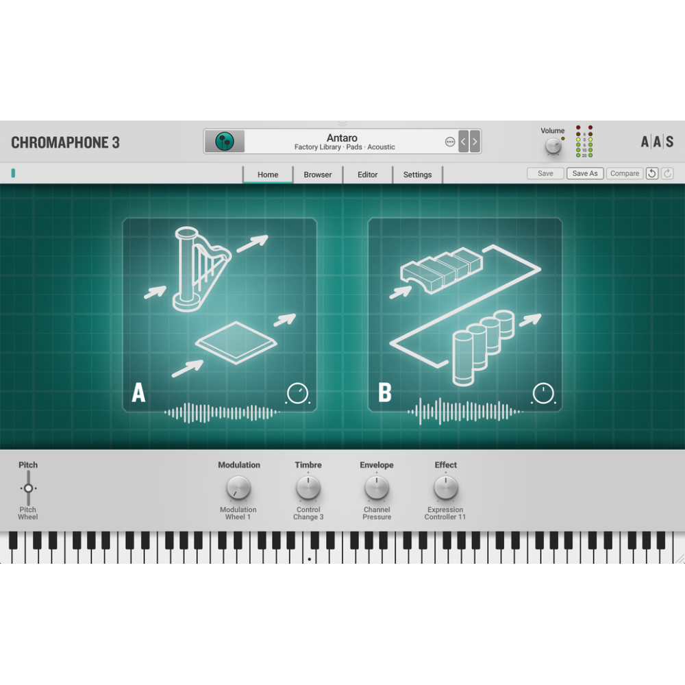 Chromaphone 3 es un software de modelado físico que proporciona una increíble variedad de sonidos de percusión y de 