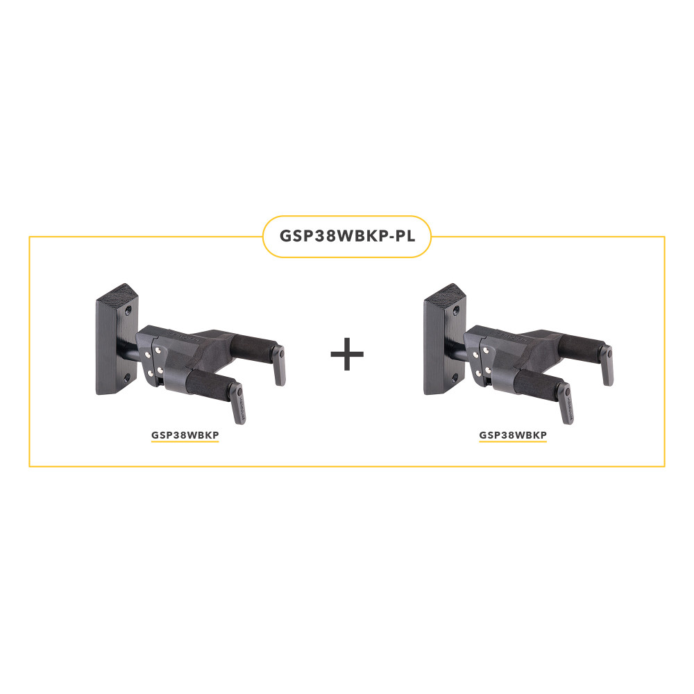 Lote de 2 soportes de pared Hercules para guitarra negra