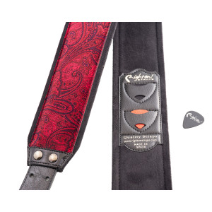 Correa de terciopelo Righton J-paisley rojo
