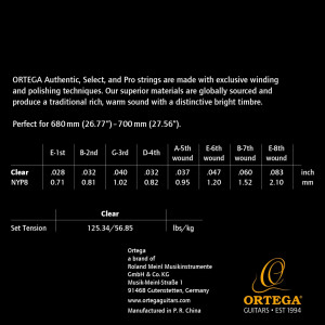 Jeu 8 Cordes Nylon Ortega Cristal