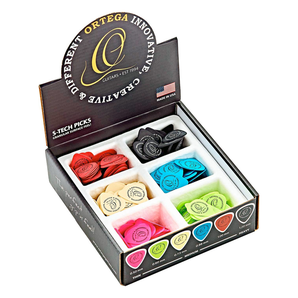 Box of 216 Ortega S-tech guitar mediators