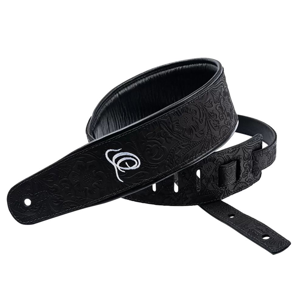 Ortega Guitar Strap Byz. Black Leather