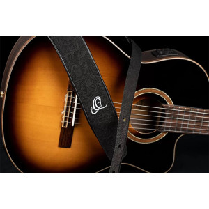 Ortega Guitar Strap Byz. Black Leather