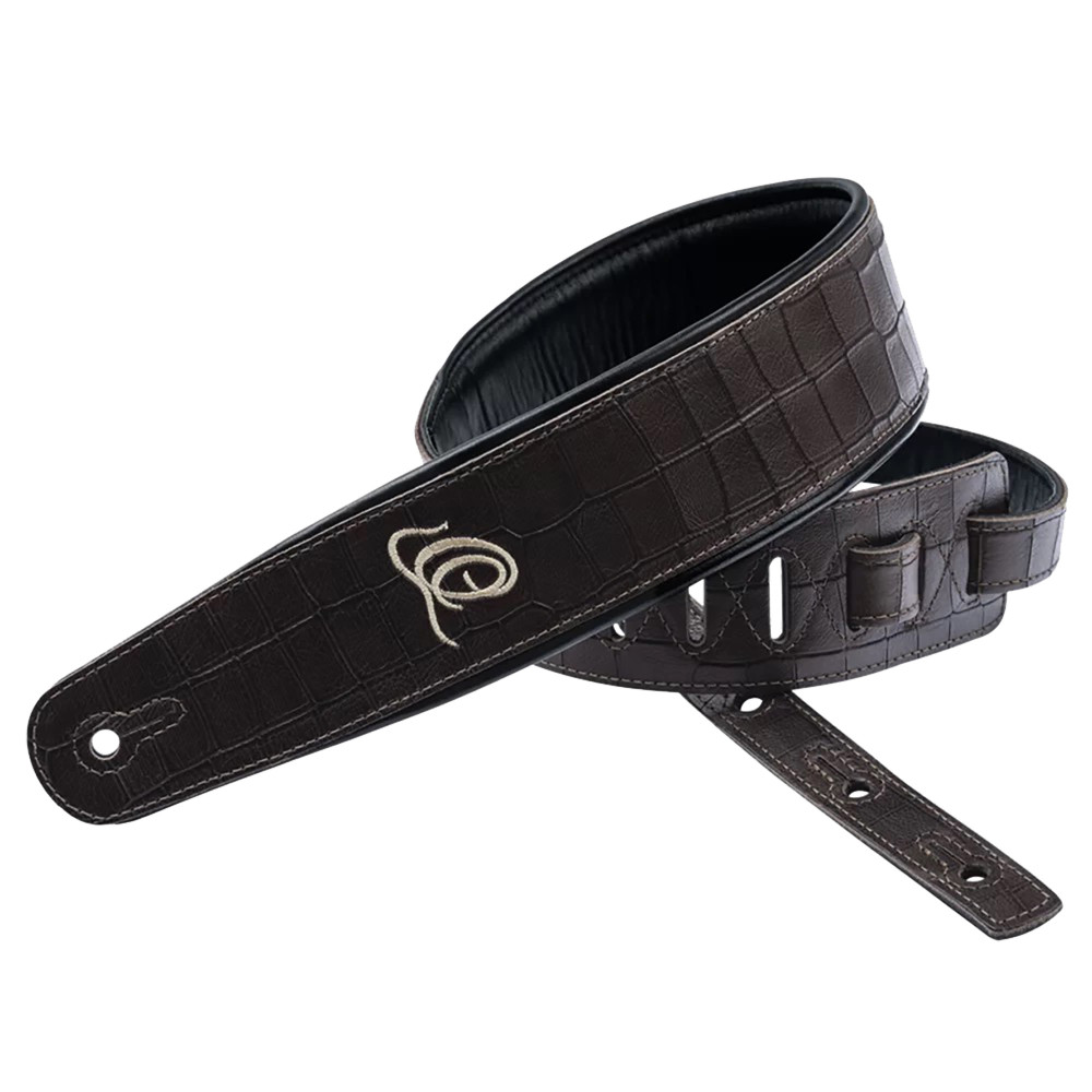 Ortega Brown Croco Leather Guitar Strap