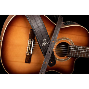 Ortega Brown Croco Leather Guitar Strap
