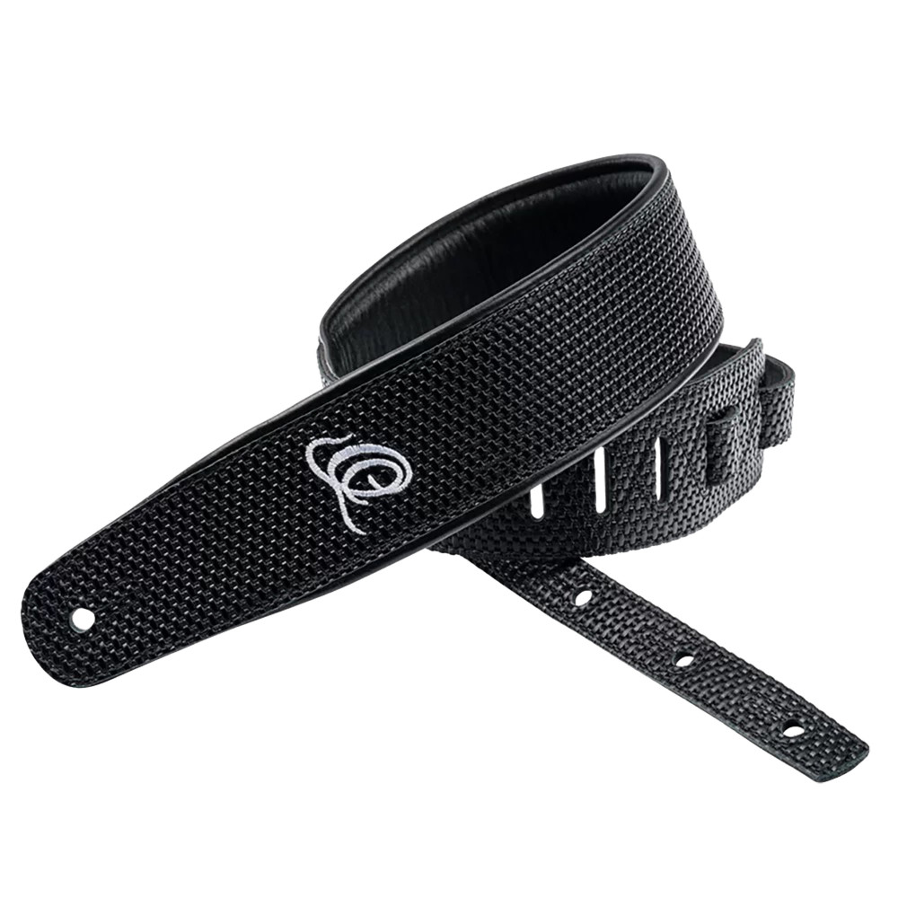 Ortega Black Braid Leather Guitar Strap