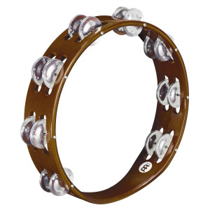Meinl Brown Wood Tambourine 2 Row Aluminum Jingles