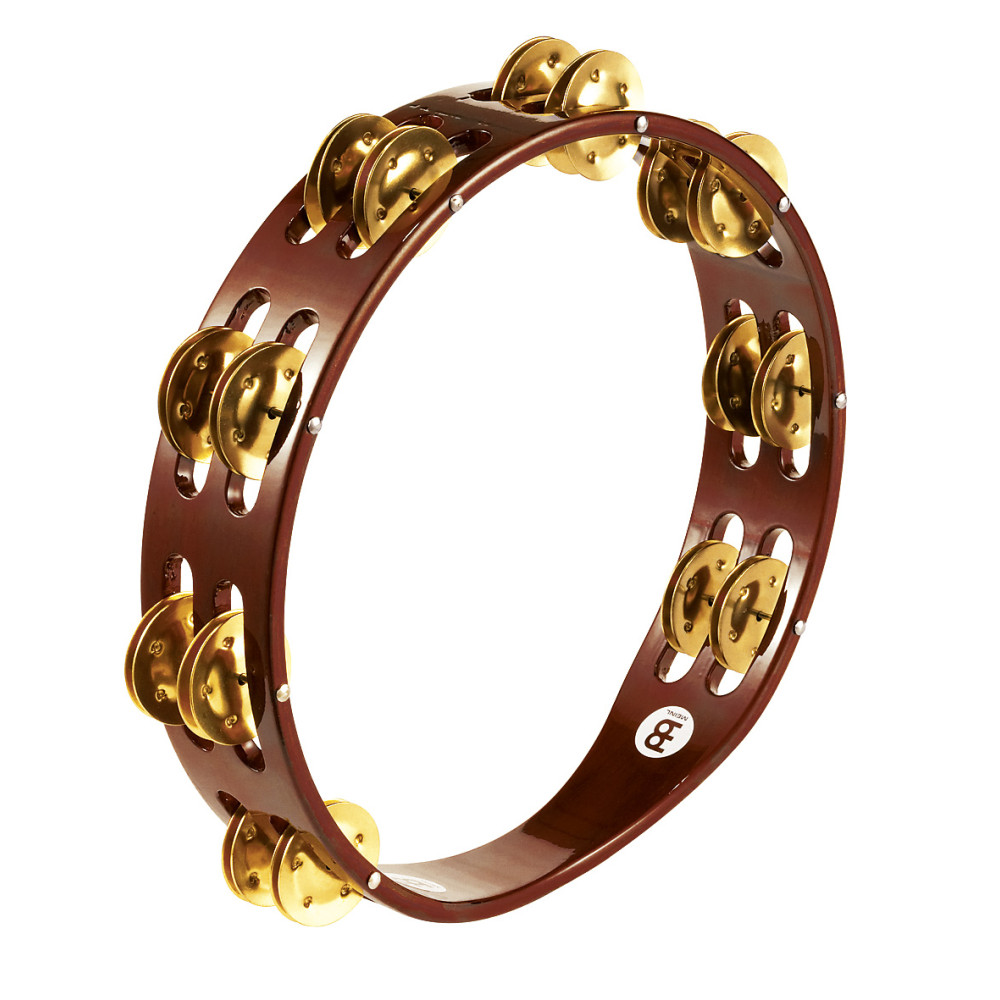 Meinl Brown Wood Tambourine 2 Cymbals Brass
