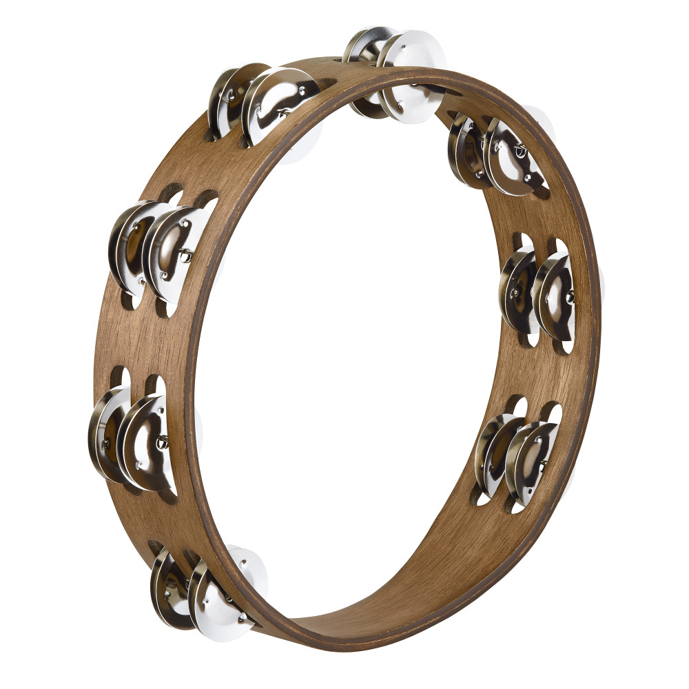 Meinl Tambourine Brown Walnut 2-row Nickel Cymbals