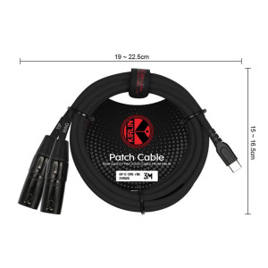 Kirlin 3m USB Cable and 2 XLR Black