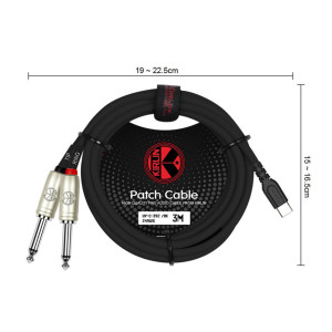 Kirlin 3m USB Cable, 2 Jacks, Black