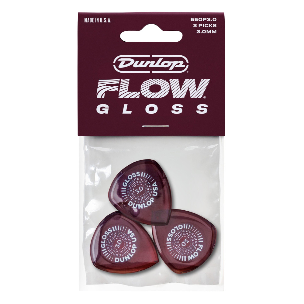 Pack of 3 Dunlop Flow Gloss 3 Picks