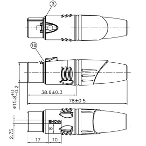 Ficha Enova XLR hembra negro
