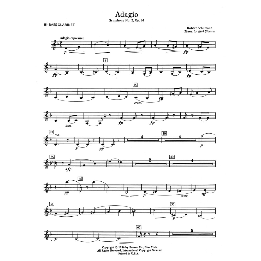 Adagio Symphony No. 2, Op. 61 - Bb Bass Clarinet
