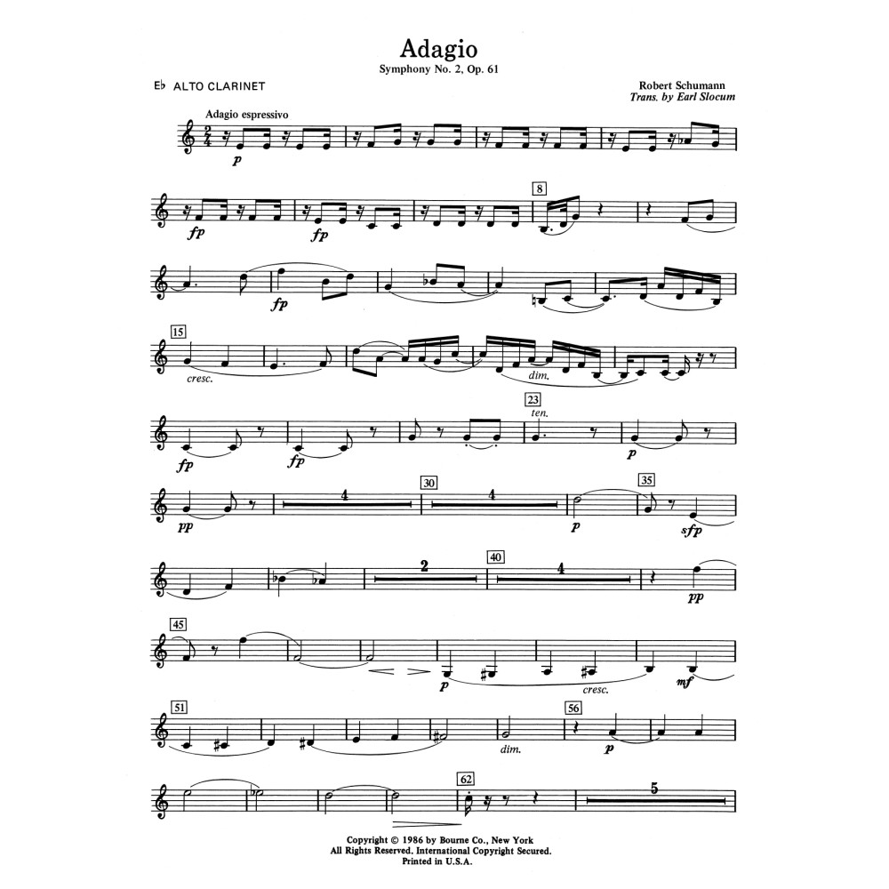 Adagio Symphony No. 2, Op. 61 - Eb Alto Clarinet