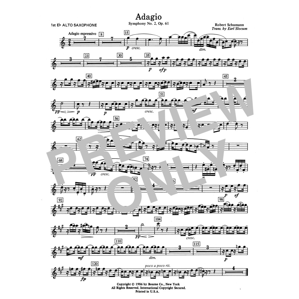 Adagio Symphony No. 2, Op. 61 - 1st Eb Alto Saxophone