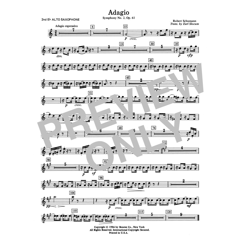 Adagio Symphony No. 2, Op. 61 - 2nd Eb Alto Saxophone