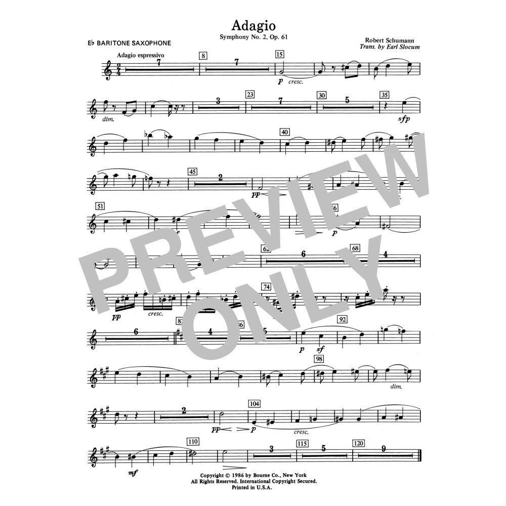 Adagio Symphony No. 2, Op. 61 - Eb Baritone Sax