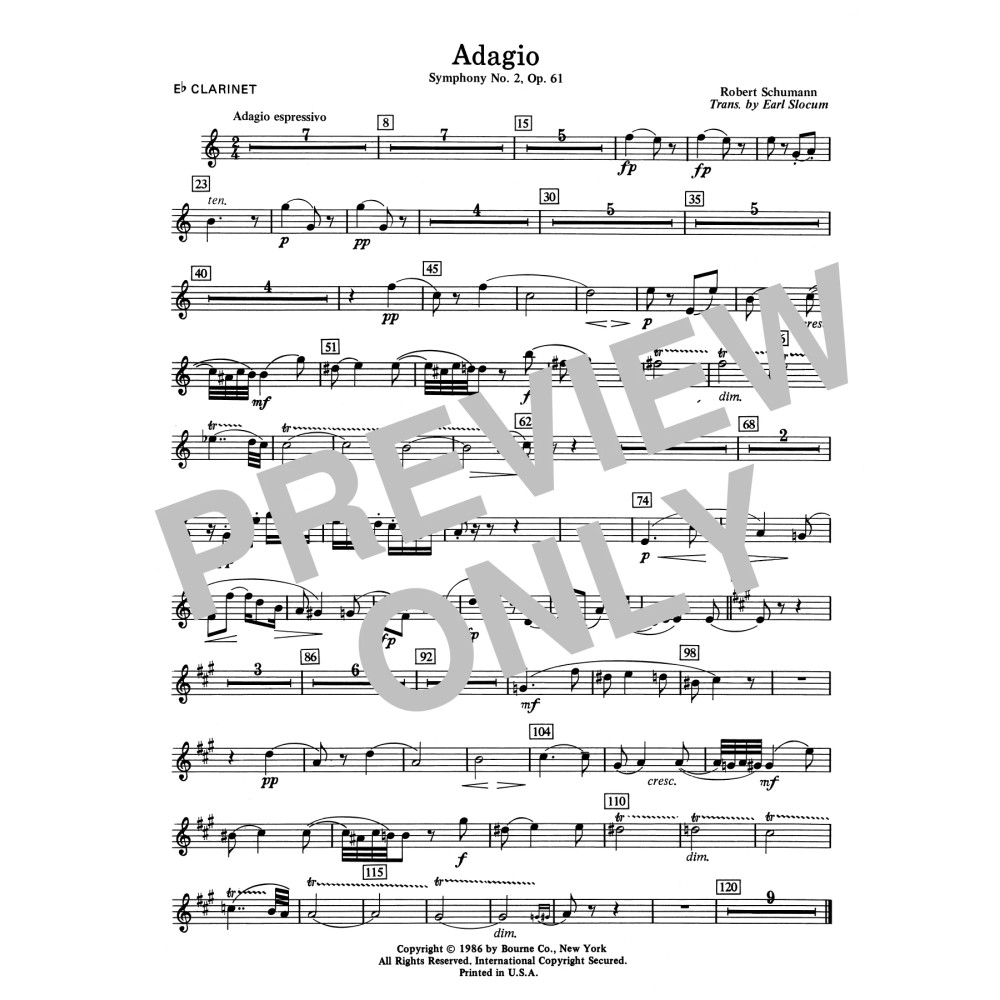 Adagio Symphony No. 2, Op. 61 - Eb Clarinet