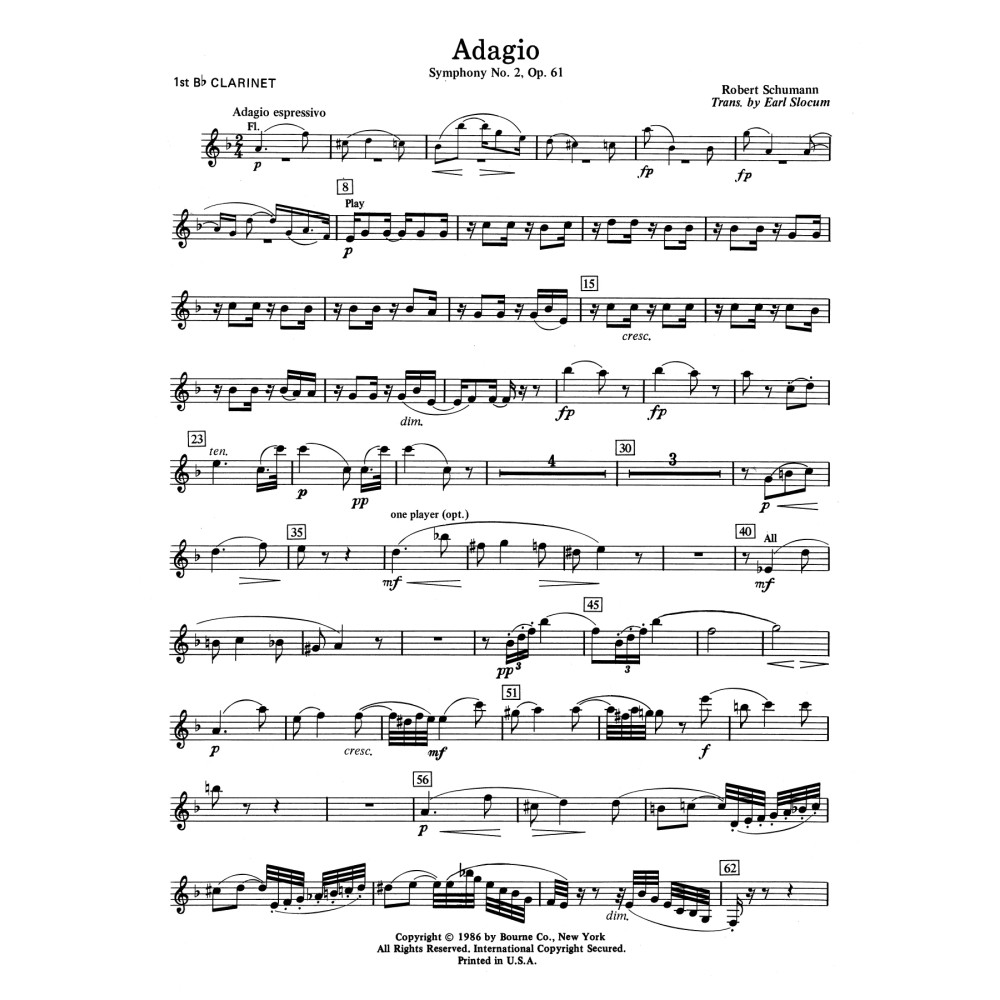 Adagio Symphony No. 2, Op. 61 - 1st Bb Clarinet